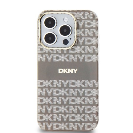 Husa iPhone 15 Pro Max - DKNY IML Mono and Stripe MagSafe (DKHMP15XHRHSEE) - Beige