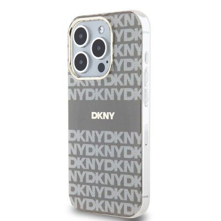 Husa iPhone 15 Pro Max - DKNY IML Mono and Stripe MagSafe (DKHMP15XHRHSEE) - Beige