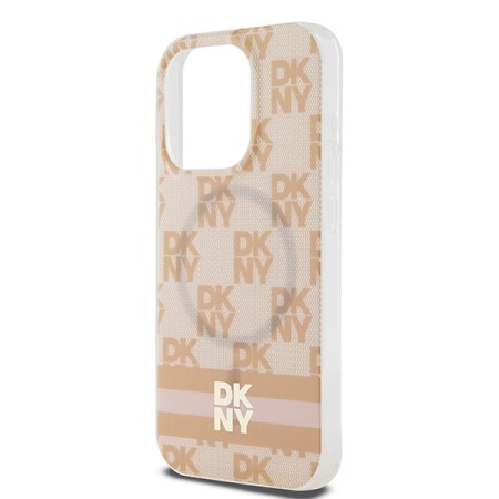 Husa iPhone 15 Pro Max - DKNY IML Checkered Mono Pattern and Printed Stripes MagSafe (DKHMP15XHCPTSP) - Pink