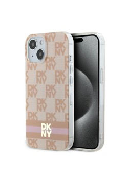 Husa iPhone 15 - DKNY IML Checkered Mono Pattern and Printed Stripes MagSafe (DKHMP15SHCPTSP) - Pink