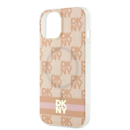 Husa iPhone 15 - DKNY IML Checkered Mono Pattern and Printed Stripes MagSafe (DKHMP15SHCPTSP) - Pink