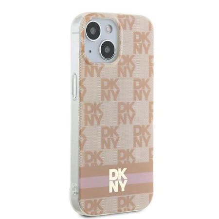 Husa iPhone 15 - DKNY IML Checkered Mono Pattern and Printed Stripes MagSafe (DKHMP15SHCPTSP) - Pink