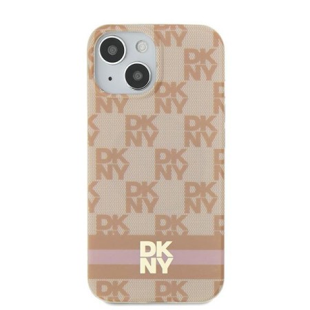 Husa iPhone 15 - DKNY IML Checkered Mono Pattern and Printed Stripes MagSafe (DKHMP15SHCPTSP) - Pink