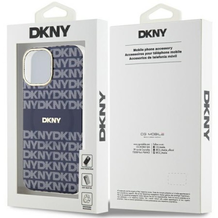 Husa iPhone 15 - DKNY IML Mono and Stripe MagSafe (DKHMP15SHRHSEB) - Blue