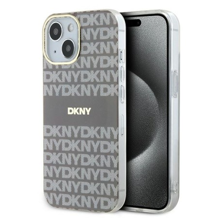 Husa iPhone 15 - DKNY IML Mono and Stripe MagSafe (DKHMP15SHRHSEE) - Beige