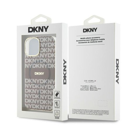 Husa iPhone 15 - DKNY IML Mono and Stripe MagSafe (DKHMP15SHRHSEE) - Beige