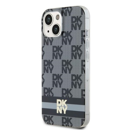 Husa iPhone 15 Plus - DKNY IML Checkered Mono Pattern and Printed Stripes MagSafe (DKHMP15MHCPTSK) - Black