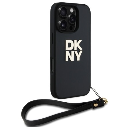 Husa pentru iPhone 16 Pro Max - DKNY Hardcase Wrist Strap Stock Logo (DKHCP16XPBSWSK) - Black