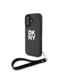 Husa pentru iPhone 16 - DKNY Hardcase Wrist Strap Stock Logo (DKHCP16SPBSWSK) - Black