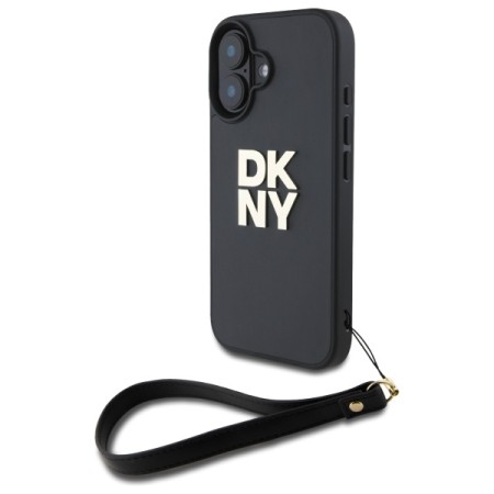 Husa pentru iPhone 16 - DKNY Hardcase Wrist Strap Stock Logo (DKHCP16SPBSWSK) - Black