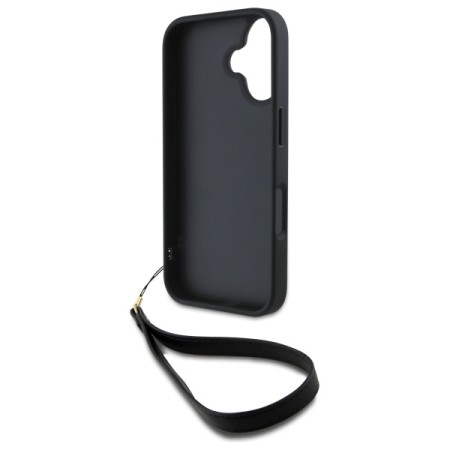 Husa pentru iPhone 16 - DKNY Hardcase Wrist Strap Stock Logo (DKHCP16SPBSWSK) - Black