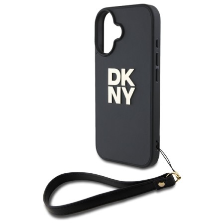 Husa pentru iPhone 16 - DKNY Hardcase Wrist Strap Stock Logo (DKHCP16SPBSWSK) - Black