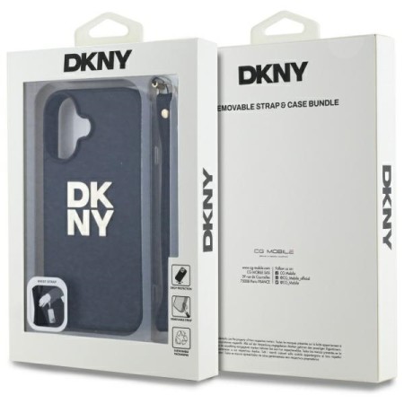 Husa pentru iPhone 16 - DKNY Hardcase Wrist Strap Stock Logo (DKHCP16SPBSWSK) - Black