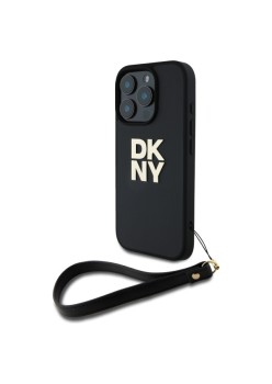 Husa pentru iPhone 16 Pro - DKNY Hardcase Wrist Strap Stock Logo (DKHCP16LPBSWSK) - Black