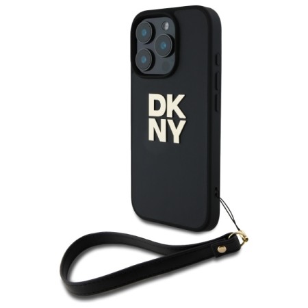 Husa pentru iPhone 16 Pro - DKNY Hardcase Wrist Strap Stock Logo (DKHCP16LPBSWSK) - Black