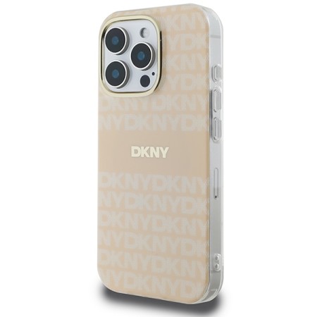 Husa pentru iPhone 16 Pro - DKNY Hardcase Repeat Texture Patern and Stripe MagSafe (DKHMP16LHRHSEP) - Pink