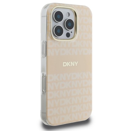 Husa pentru iPhone 16 Pro - DKNY Hardcase Repeat Texture Patern and Stripe MagSafe (DKHMP16LHRHSEP) - Pink