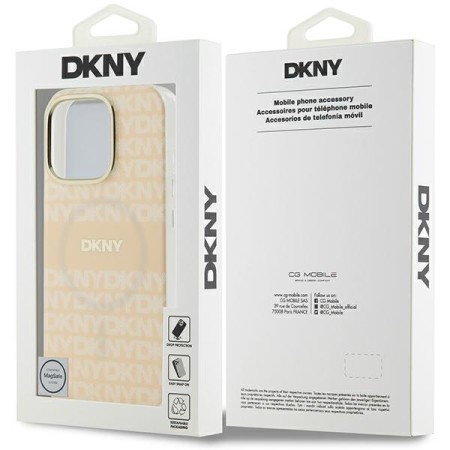 Husa pentru iPhone 16 Pro - DKNY Hardcase Repeat Texture Patern and Stripe MagSafe (DKHMP16LHRHSEP) - Pink