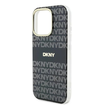 Husa pentru iPhone 16 Pro Max - DKNY Hardcase Repeat Texture Pattern With Stripe (DKHMP16XHRHSEK) - Black