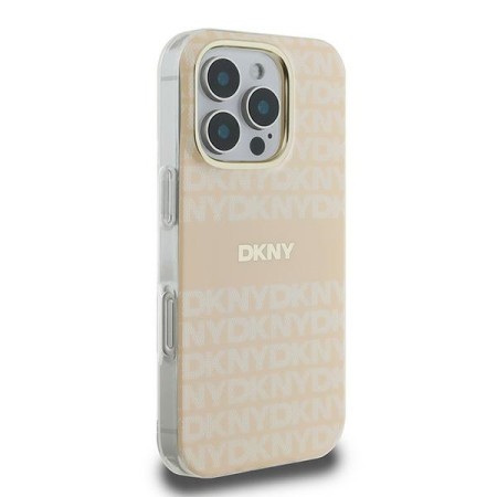 Husa pentru iPhone 16 Pro Max - DKNY Hardcase Repeat Texture Pattern With Stripe MagSafe (DKHMP16XHRHSEP) - Pink