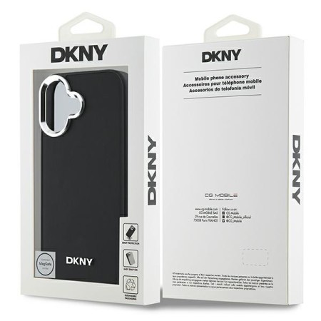 Husa pentru iPhone 16 - DKNY Hardcase Plain Silver Logo MagSafe (DKHMP16SPSCMCLK) - Black