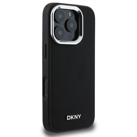 Husa pentru iPhone 16 Pro - DKNY Hardcase Plain Silver Logo MagSafe (DKHMP16LPSCMCLK) - Black