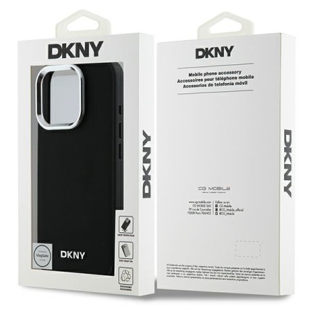 Husa pentru iPhone 16 Pro - DKNY Hardcase Plain Silver Logo MagSafe (DKHMP16LPSCMCLK) - Black