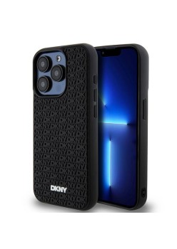 Husa pentru iPhone 15 Pro Max - DKNY Hardcase 3D Rubber Repeat Pattern (DKHCP15X3DRPWK) - Black