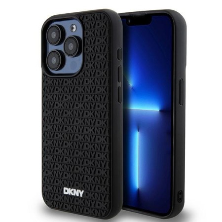 Husa pentru iPhone 15 Pro Max - DKNY Hardcase 3D Rubber Repeat Pattern (DKHCP15X3DRPWK) - Black