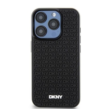 Husa pentru iPhone 15 Pro Max - DKNY Hardcase 3D Rubber Repeat Pattern (DKHCP15X3DRPWK) - Black