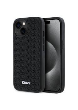 Husa pentru iPhone 15 Plus - DKNY Hardcase 3D Rubber Repeat Pattern (DKHCP15M3DRPWK) - Black