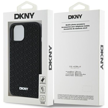 Husa pentru iPhone 15 Plus - DKNY Hardcase 3D Rubber Repeat Pattern (DKHCP15M3DRPWK) - Black