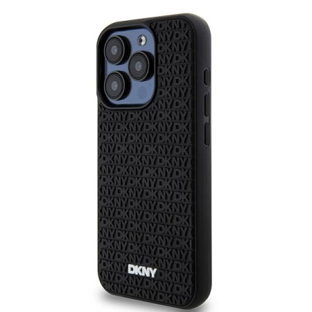 Husa pentru iPhone 15 Pro - DKNY Hardcase 3D Rubber Repeat Pattern (DKHCP15L3DRPWK) - Black