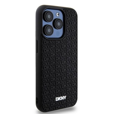 Husa pentru iPhone 15 Pro - DKNY Hardcase 3D Rubber Repeat Pattern (DKHCP15L3DRPWK) - Black