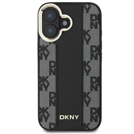 Husa iPhone 16 - DKNY Leather Hardcase Checkered Pattern Magsafe (DKHMP16SPCPVSLK) - Black