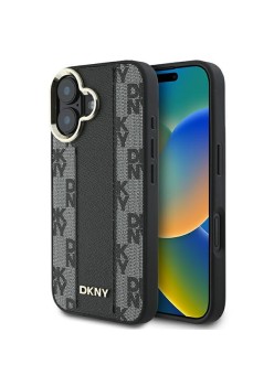 Husa iPhone 16 Plus - DKNY Leather Hardcase Checkered Pattern Magsafe (DKHMP16MPCPVSLK) - Black