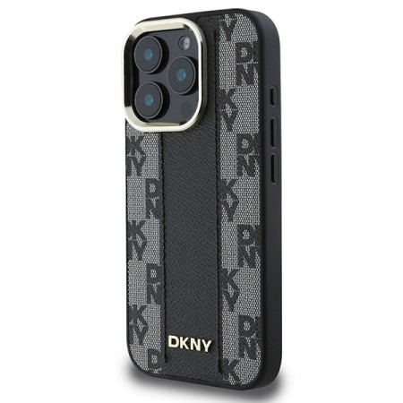 Husa iPhone 16 Pro Max - DKNY Leather Hardcase Checkered Pattern Magsafe (DKHMP16XPCPVSLK) - Black