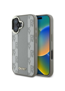 Husa iPhone 16 - DKNY Leather Checkered Pattern Magsafe (DKHMP16SPCPVSLE) - Beige