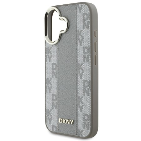 Husa iPhone 16 - DKNY Leather Checkered Pattern Magsafe (DKHMP16SPCPVSLE) - Beige