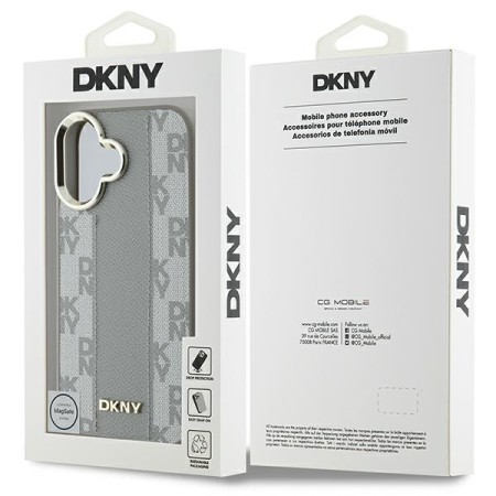 Husa iPhone 16 - DKNY Leather Checkered Pattern Magsafe (DKHMP16SPCPVSLE) - Beige