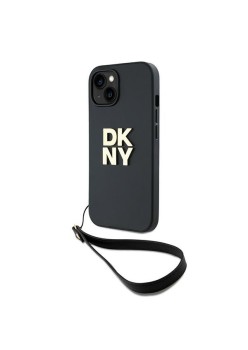 Husa pentru iPhone 15 - DKNY Hardcase Wrist Strap Stock Logo (DKHCP15SPBSWSK) - Black