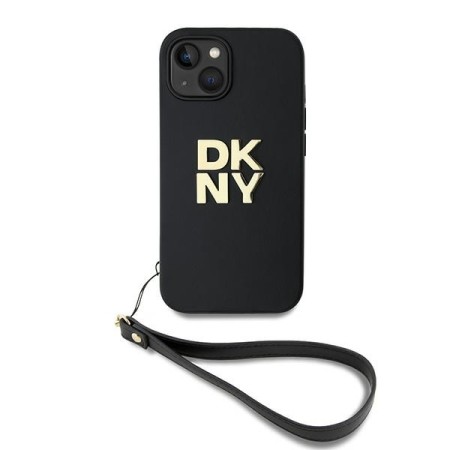 Husa pentru iPhone 15 Plus - DKNY Hardcase Wrist Strap Stock Logo (DKHCP15MPBSWSK) - Black