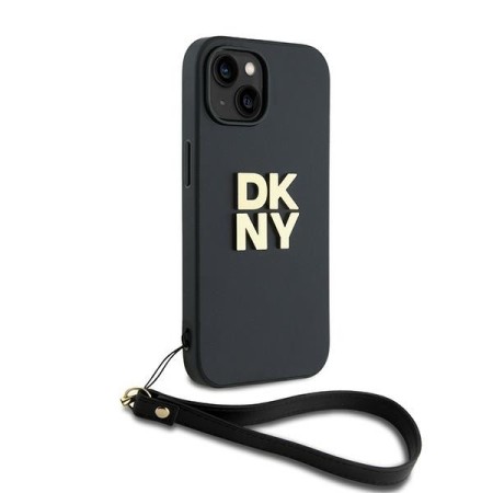 Husa pentru iPhone 15 Plus - DKNY Hardcase Wrist Strap Stock Logo (DKHCP15MPBSWSK) - Black