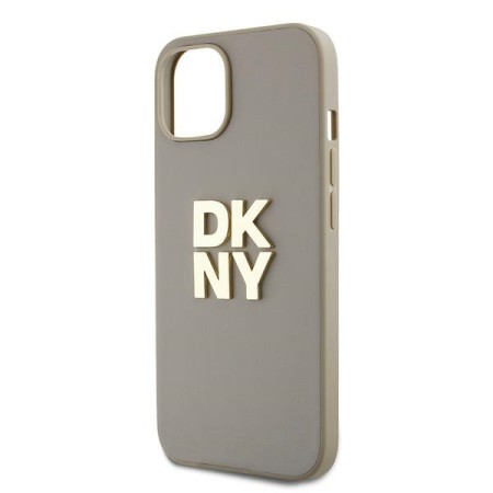 Husa pentru iPhone 15 Plus - DKNY Hardcase Wrist Strap Stock Logo (DKHCP15MPBSWSE) - Beige