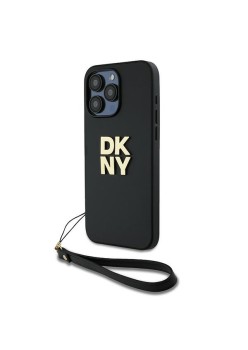 Husa pentru iPhone 15 Pro Max - DKNY Hardcase Wrist Strap Stock Logo (DKHCP15XPBSWSK) - Black