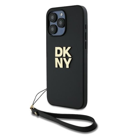 Husa pentru iPhone 15 Pro Max - DKNY Hardcase Wrist Strap Stock Logo (DKHCP15XPBSWSK) - Black