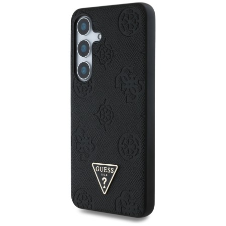 Husa pentru Samsung Galaxy S25 - Guess Peony Grained Hot Stamp Triangle Logo MagSafe - Black