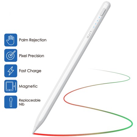 Stylus pen activ pentru iPad, Palm Rejection, 140mAh - Lito (P1) - White