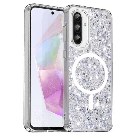 Husa pentru Samsung Galaxy A36 5G / A56 5G, Glitter MagSafe, Atasare Magnetica, White