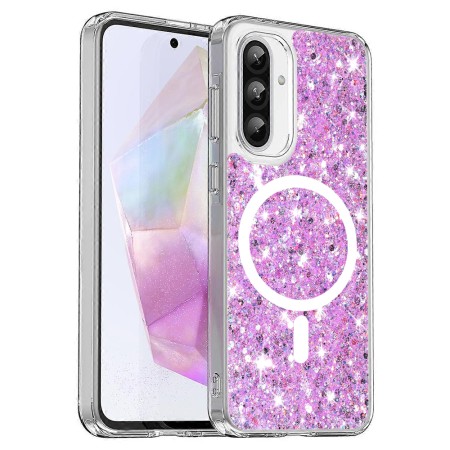 Husa pentru Samsung Galaxy A36 5G / A56 5G, Glitter MagSafe, Atasare Magnetica, Magenta